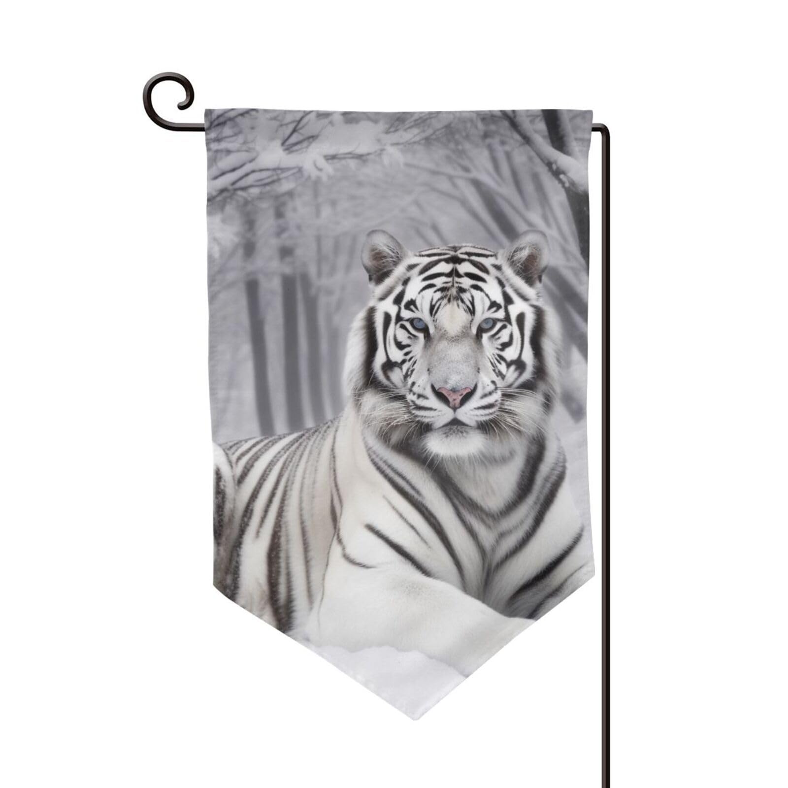 The Wild White Tiger Printed Garden Flag 12x18 In Double-Sided Sharp Corner Holiday Yard Flags For Outdoor Decoration