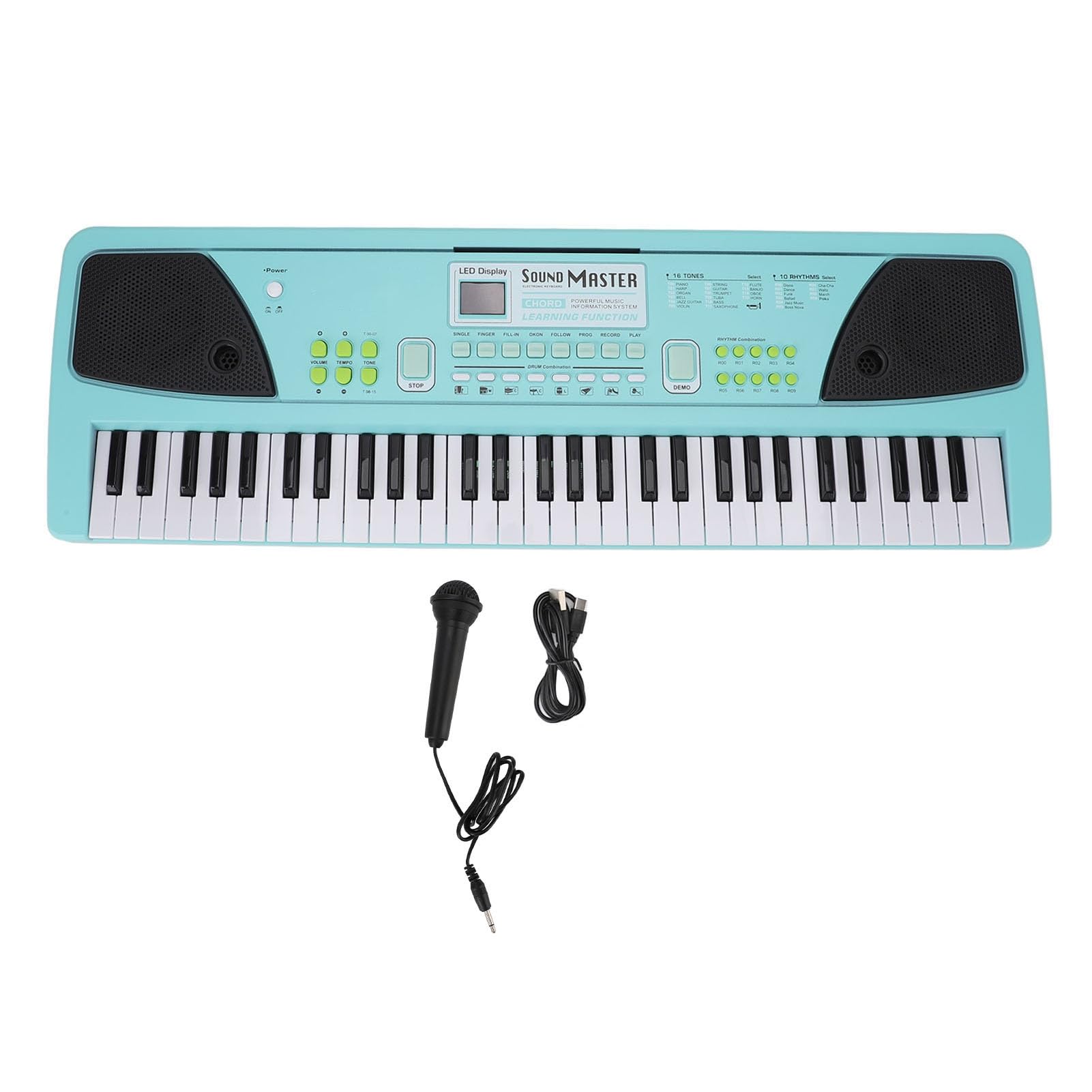 Karlak 61-klawiszowe Przenośne Pianino Elektryczne z Mikrofonem dla Dzieci, ładowane Przez USB