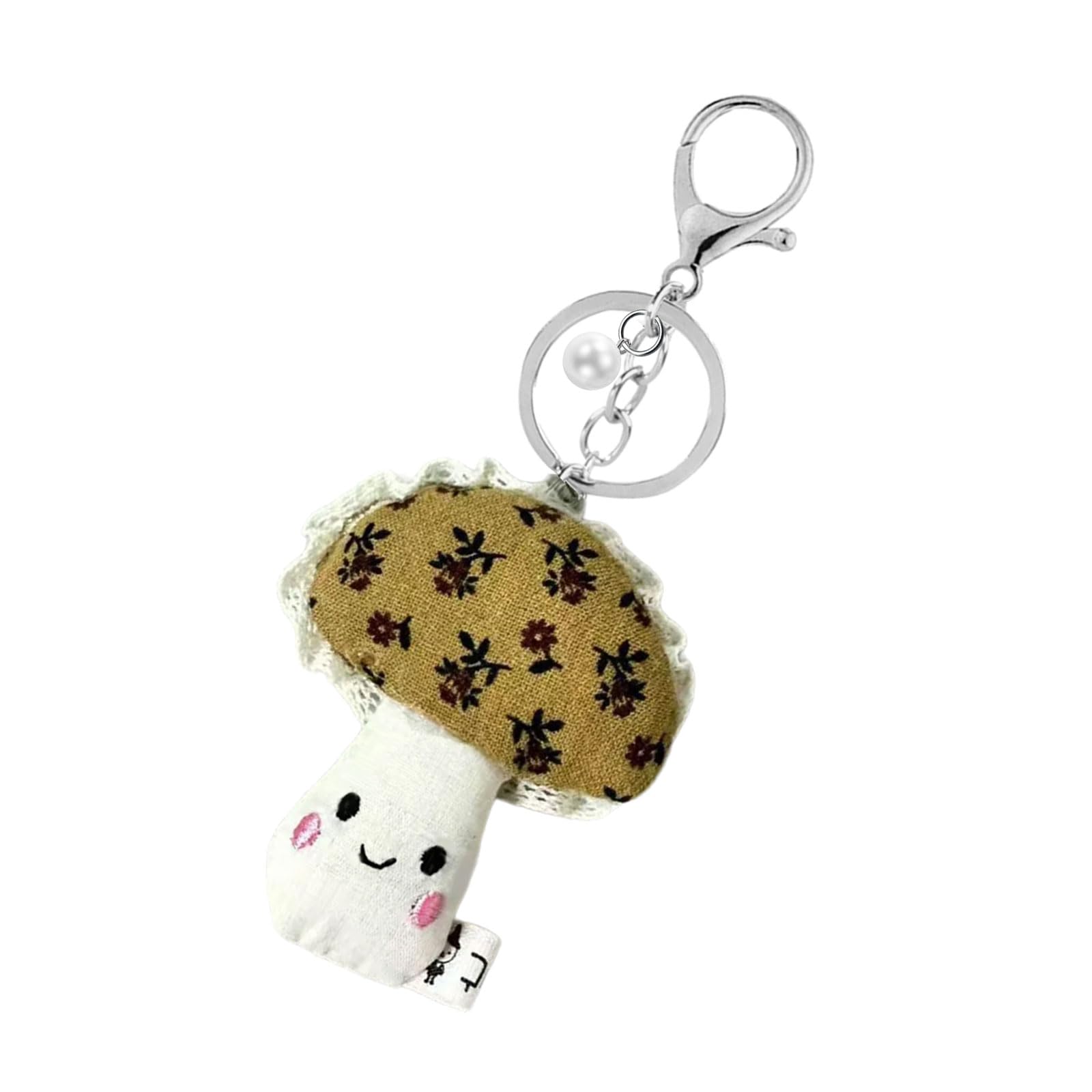 yanwuwa Korean Inspired Floral Mushroom Fabric Keychain Pendant Charm for Bag Purse Decoration and Accessory
