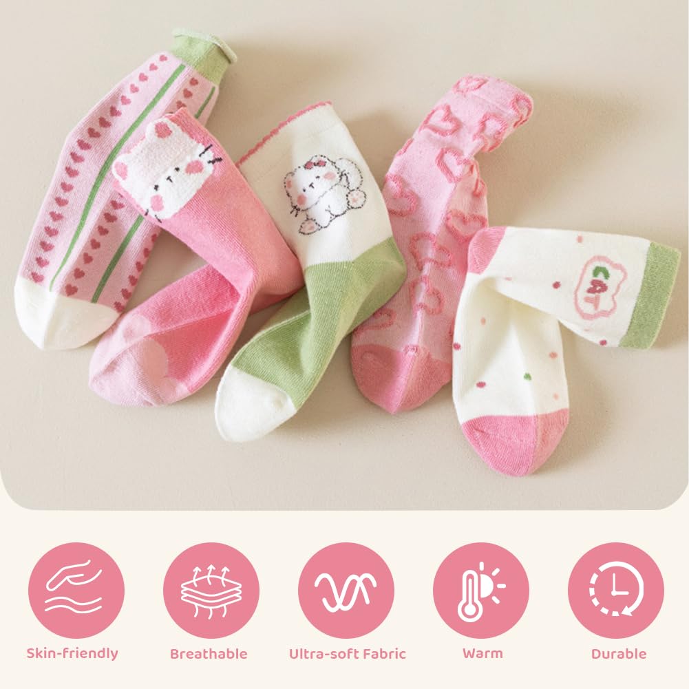 Calcetines para Niños Niña, Calcetines de Pantorrilla, Calcetine Deportivos Algodón Bonitos, Ternera de Rosa Calcetine Gifts para Niñas y Amigas, 5-8 años