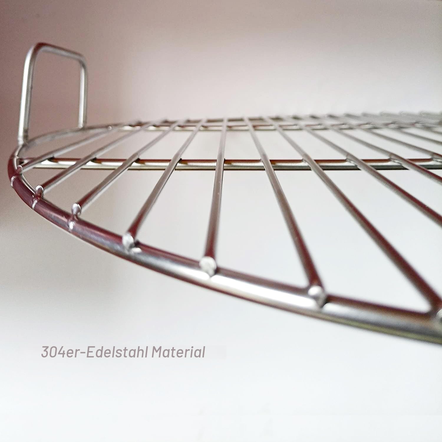Runde 304 Edelstahl Grillroste mit Grillzange, 44.5 cm Durchmesser, passend für Weber 47cm Kugelgrill, Holzkohle Grill, tragbares Grillzubehör