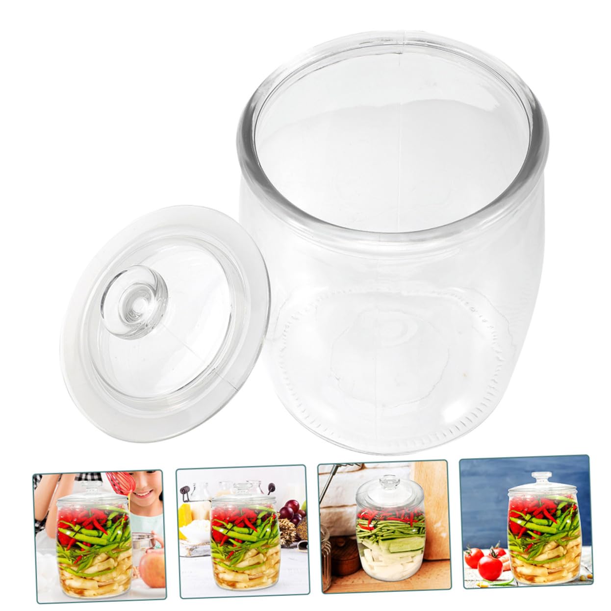 TOYANDONA Pot à Biscuits et Bocal à Cornichons Transparent Bocal de Conservation Hermétique avec Couvercle Récipient Pratique pour Cuisine