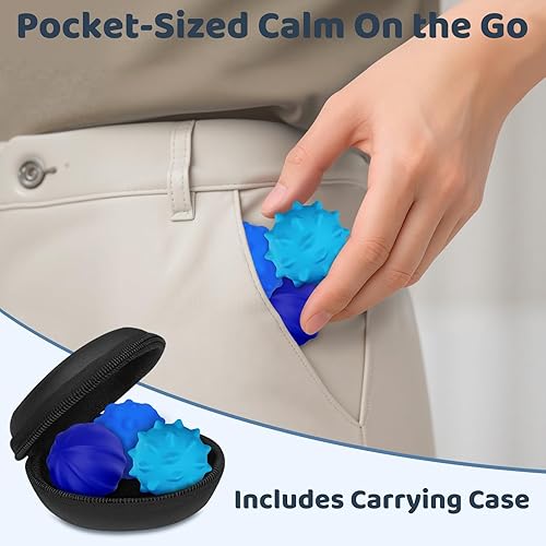 Miniatura 7 de Bolas sensoriales magnéticas para la ansiedad, 3 unidades, juguetes de silicona texturizados grandes para aliviar el estrés para adultos y