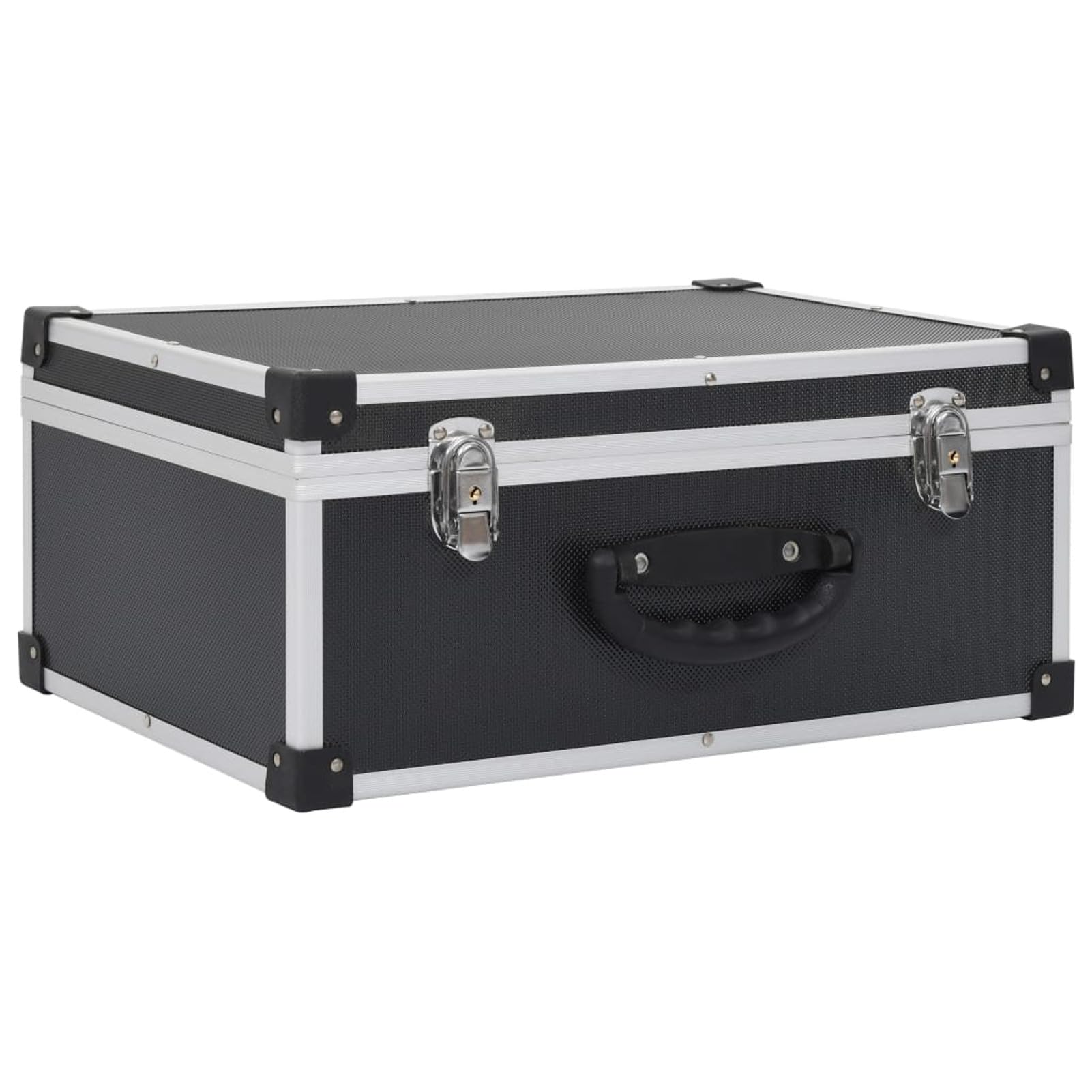 Custodia per CD, 60 Dischi, Chiusura a Chiave, Angoli rinforzati, Legno con Rivestimento ABS e Finiture in Alluminio, Nera, 43 x 29,5 x 18,5 cm for archiviazione Domestica e Ufficio