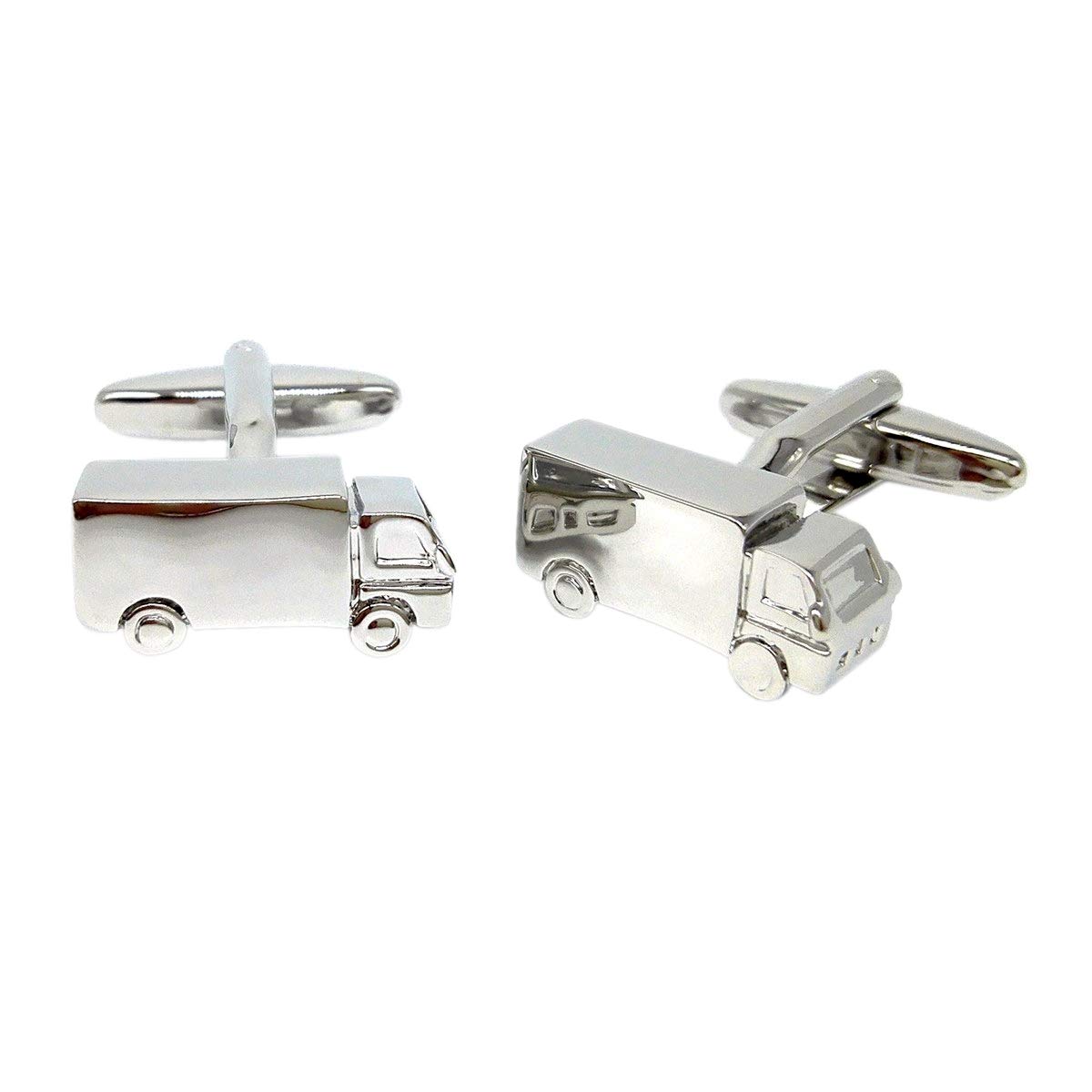 Silver Hgv Lorry Cufflinks & Gift Pouch Rhodium Plated Truck Driver Present