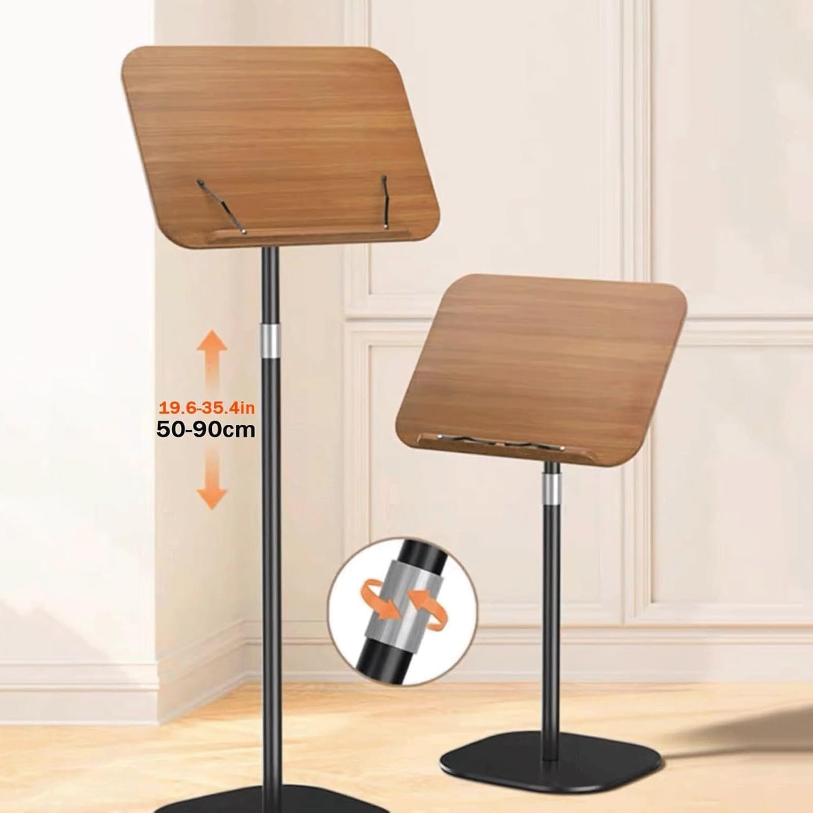 Support de Podium de Levage pupitre sur Pied pupitre à Hauteur réglable Bureau d'ordinateur Portable avec Support de Haut-Parleur de Lecture incliné(Svart)