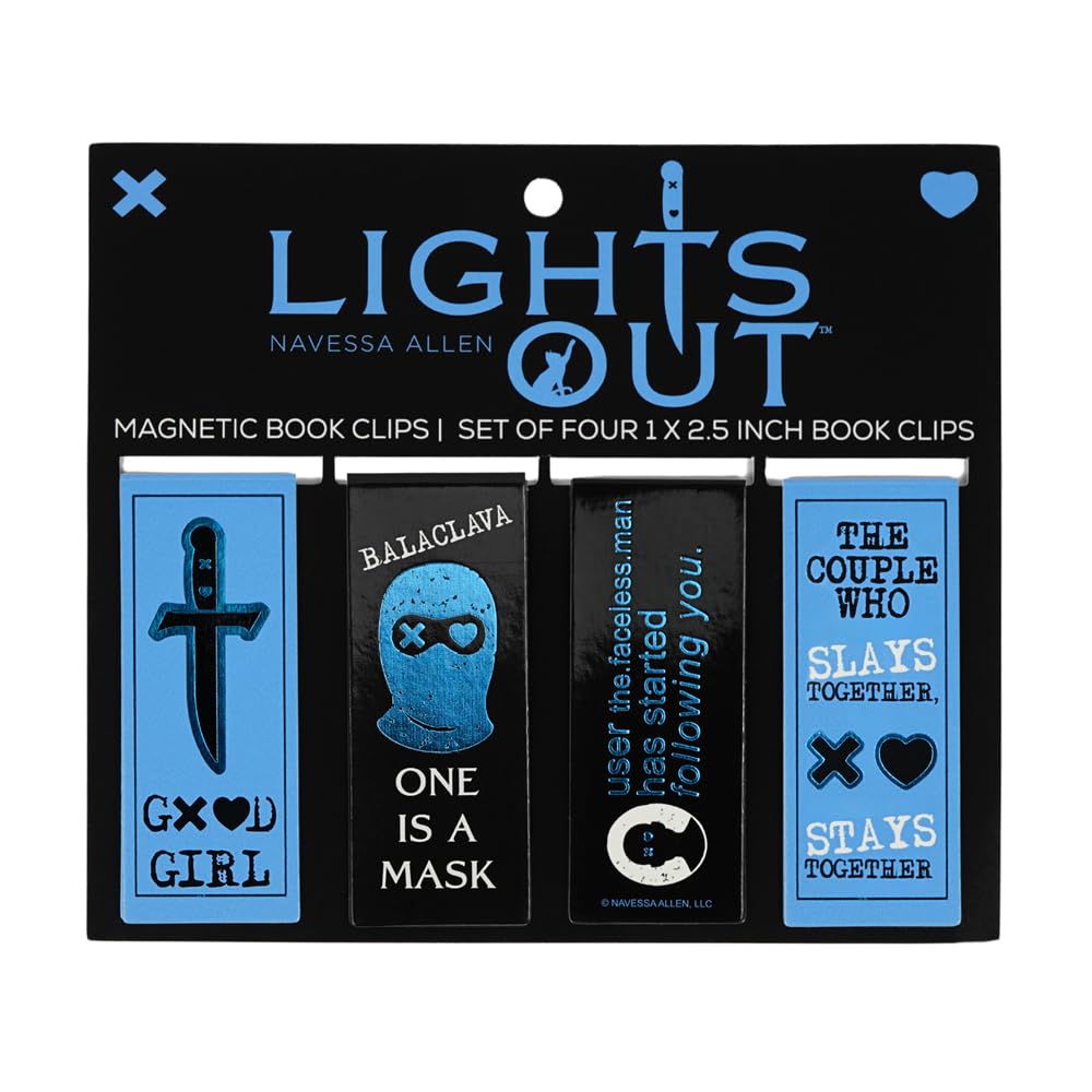 Conquest Journals Lights Out Magnetic Bookmarks, 4-Pack Book Markers, Bookish Page Clips with Magnets, Spicy Dark Romance Designs, Gifts for Readers,