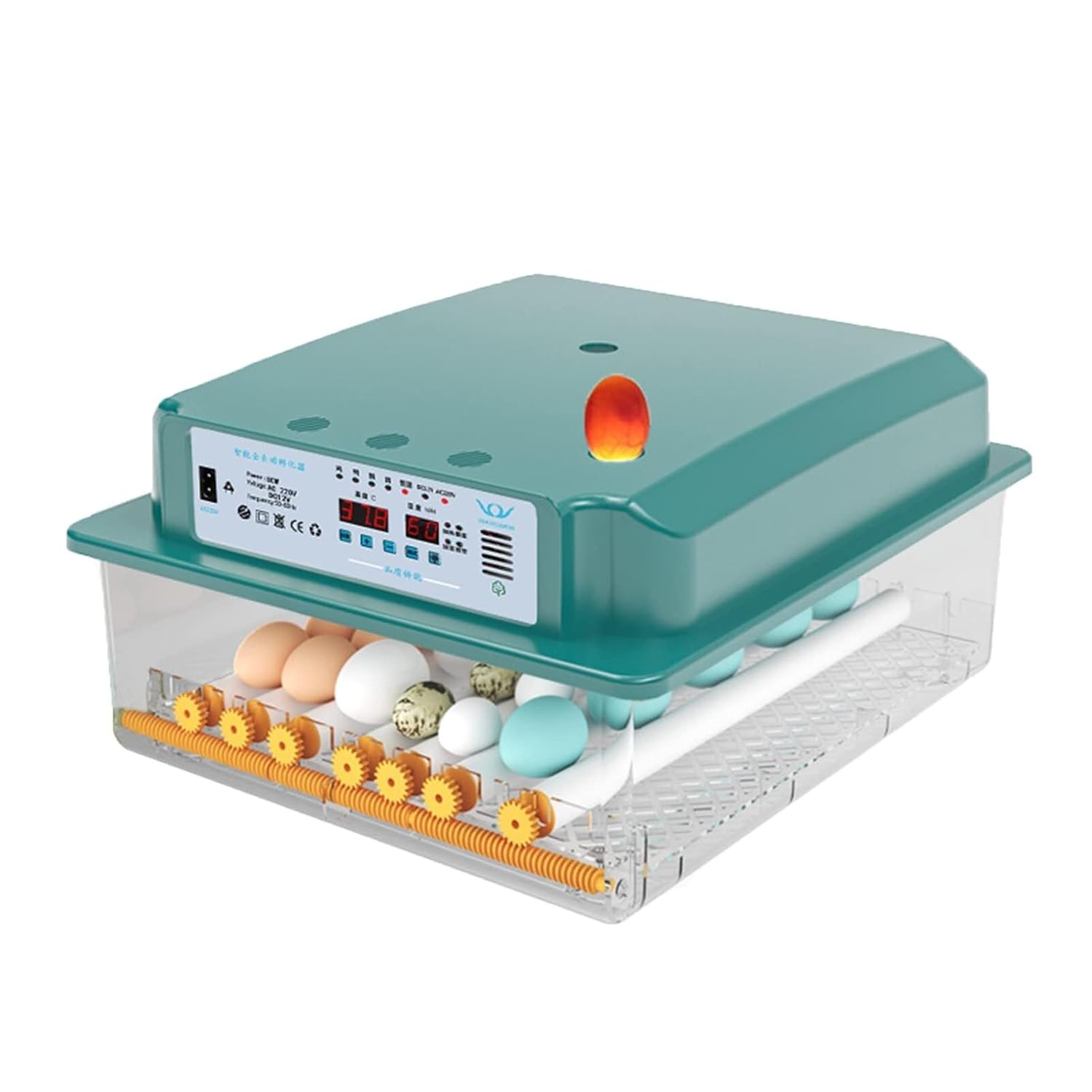 Egg Incubator Hatcher, Fully Automatic Poultry with Adjustable Tray for Chicken, Duck, Goose, Quail, Bird – 36-64 Capacity, Turning, Temperature Control
