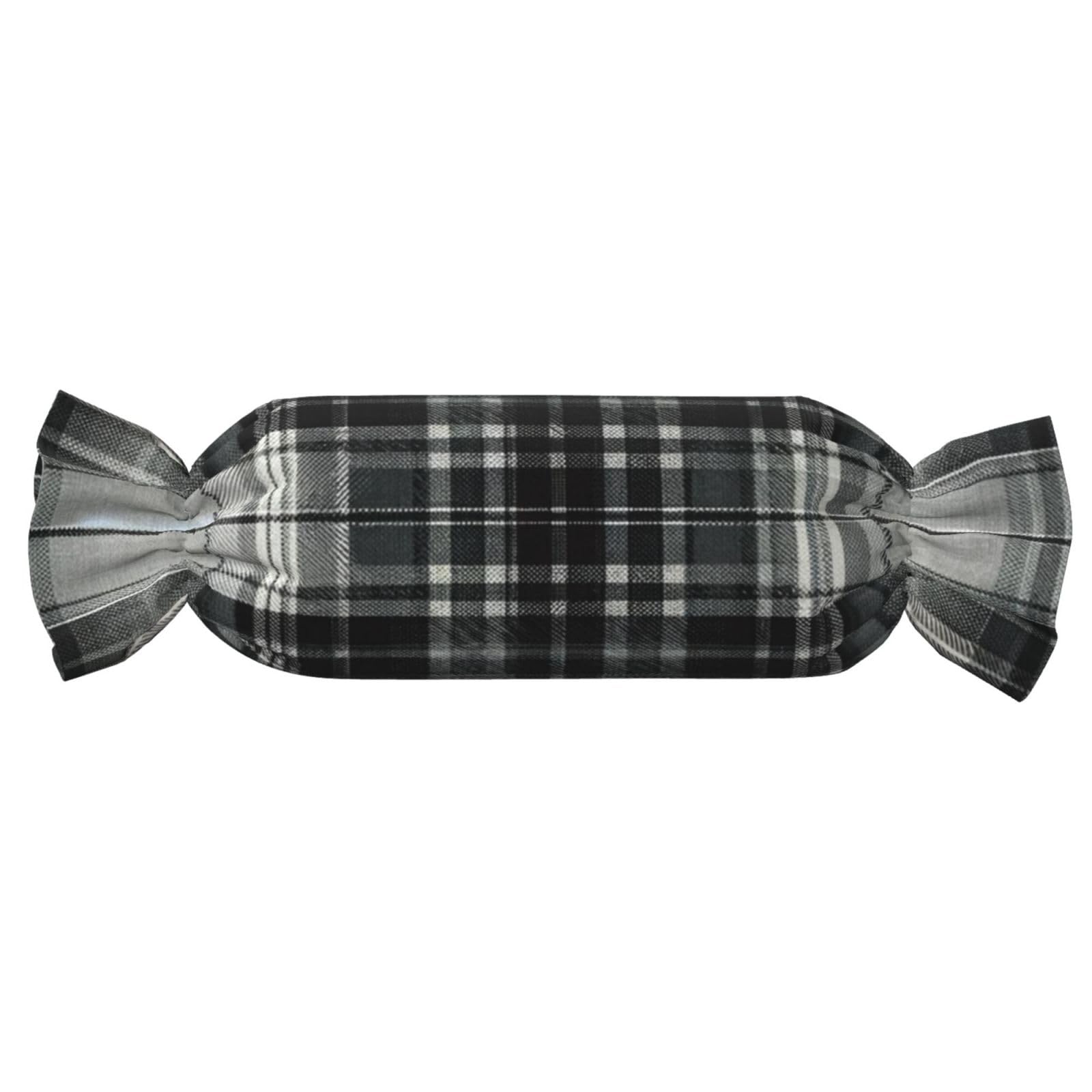 Augenstern Candy-Shaped Pillow with Insert Grey-Tartan Candy Tube Cushion with Filling