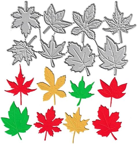 8 troqueles de corte de hojas de arce de otoño, hojas de arce de otoño, plantillas de estampado de metal para álbumes de recortes y manualidades,