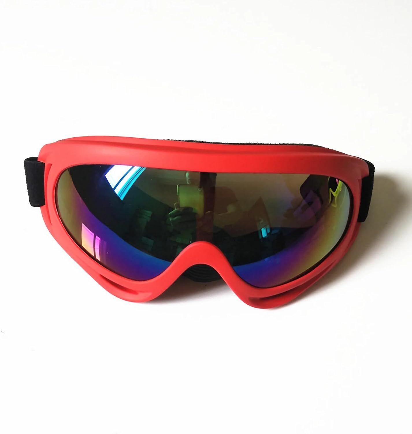 Dog Sunglasses Goggles 2-Pack UV Wind Dust Protection Adjustable Dual Straps Soft Foam Padding 5 Colors for Outdoor Adventures (Red+Navy Blue,One Size)