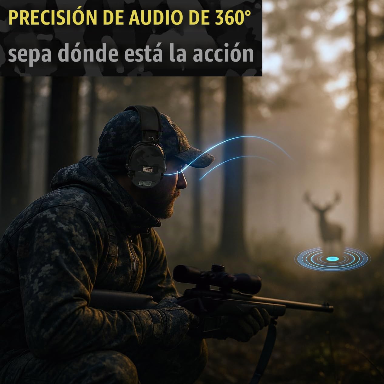 Sordin Supreme Pro-X LED Limited Night Camo Edition - Protección auditiva de cápsula para caza y tiro deportivo - protección auditiva de cápsula activa