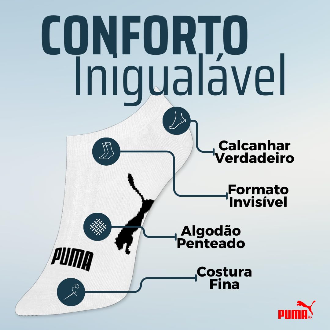 Kit 06 Pares Meia Puma Sapatilha Invisível Masculino Adulto em promoção! Veja a oferta e mais achadinhos de Moda íntima 4 Hoje é o melhor dia para comprar Kit 06 Pares Meia Puma Sapatilha Invisível Masculino Adulto com aquele preço maroto! Promoção! Aproveite a oferta! 4
