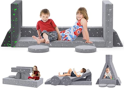 Miniatura 7 de BIERUM Sofá para niños, 6 piezas, sofá infantil para dormitorio, sala de juegos, sofá multifuncional para desarrollar la inteligencia, la