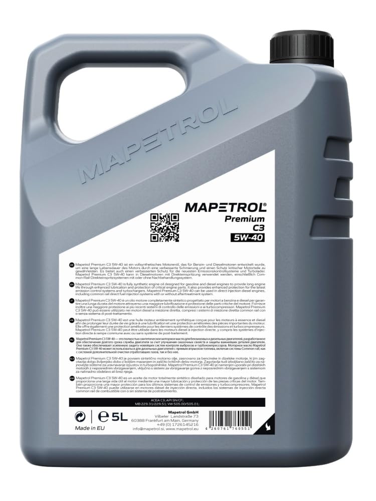 Aceite de motor Premium 5W-40 Aceite completamente sintético Aceite para motor 5 L