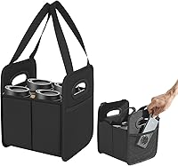 Vista 1 de Porta bebidas de 4 tazas con asa, portavasos reutilizables para bebidas, portátil, plegable, aislante, para taza de café, para entrega y carrito