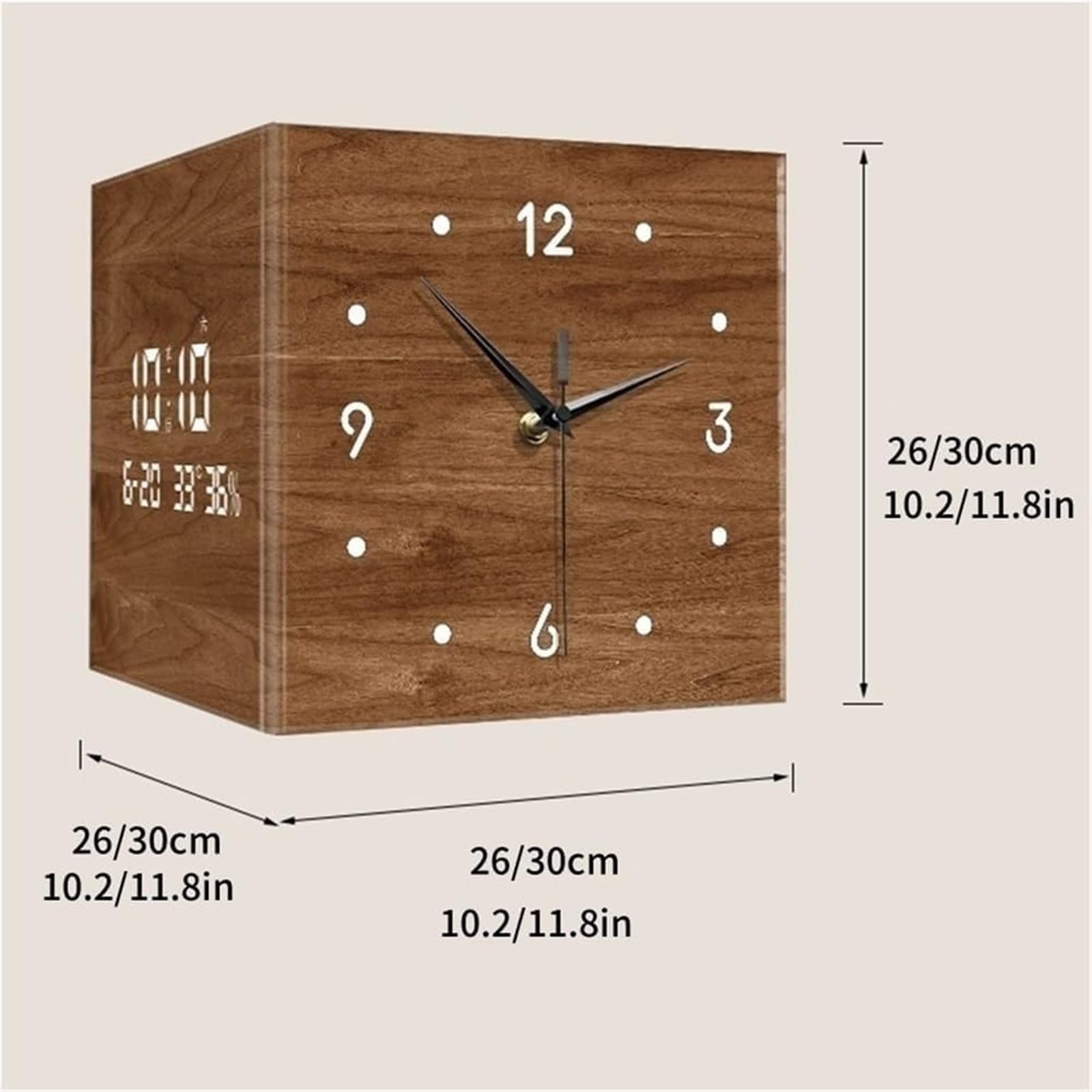 Reloj de pared LED de doble cara, reloj de esquina acrílico con sensor luminoso, arte decorativo de pared para sala de estar u oficina