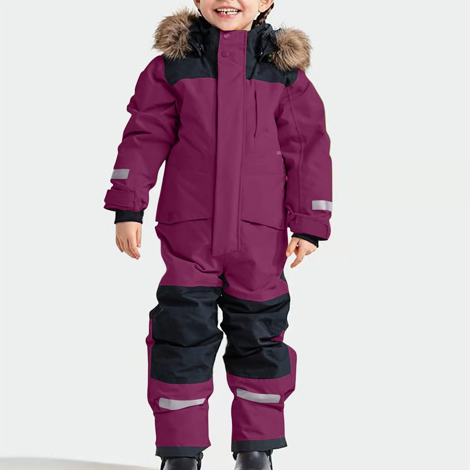Generisch Combinaison de ski thermique 2025 pour garçon - Combinaison de ski thermique chaude - Coupe-vent - Avec combinaison amovible - Combinaison softshell d'extérieur - Pour enfant