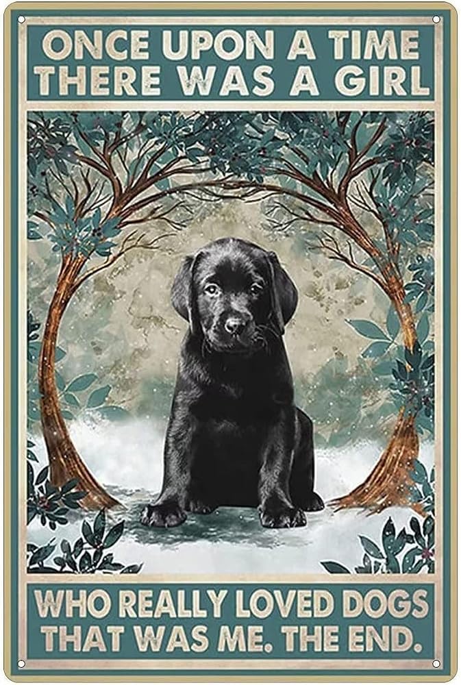 rayprint Funny Tin Metal Signs There was a girl really loved dogs Vintage Sign Retro Tin Signs Vintage Metal Tin Sign For Bar Home Wall Metal Decoration 8×12Inches