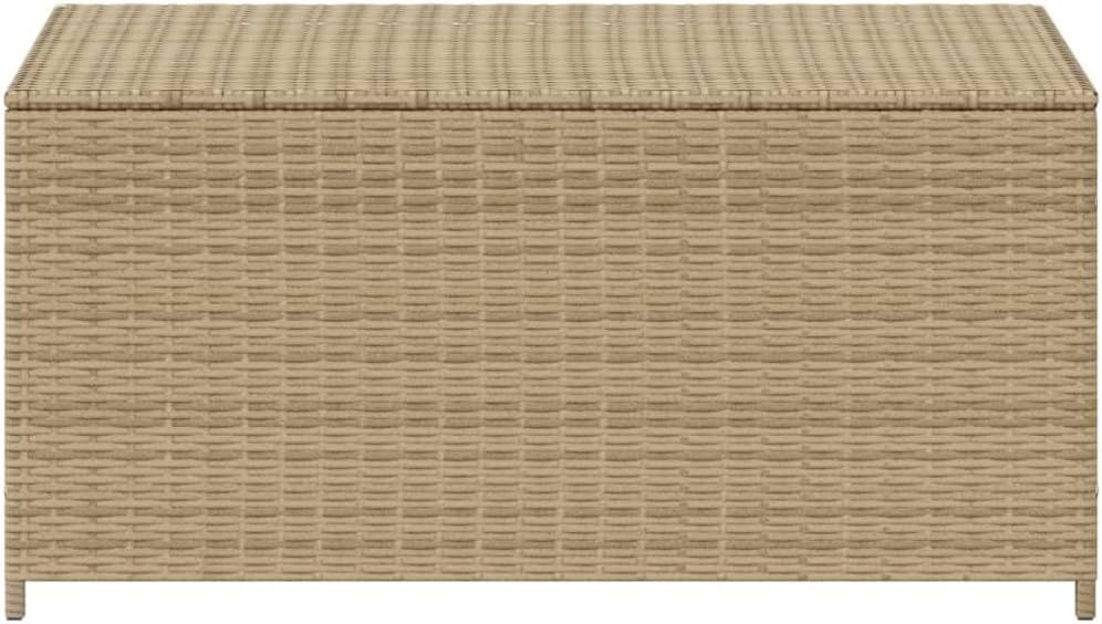 Outdoor Storage Box, Waterproof PE Rattan Deck Box for Patio Furniture, 50 Gallon Garden Cushion Storage Bin with Gas Spring Lid, Beige