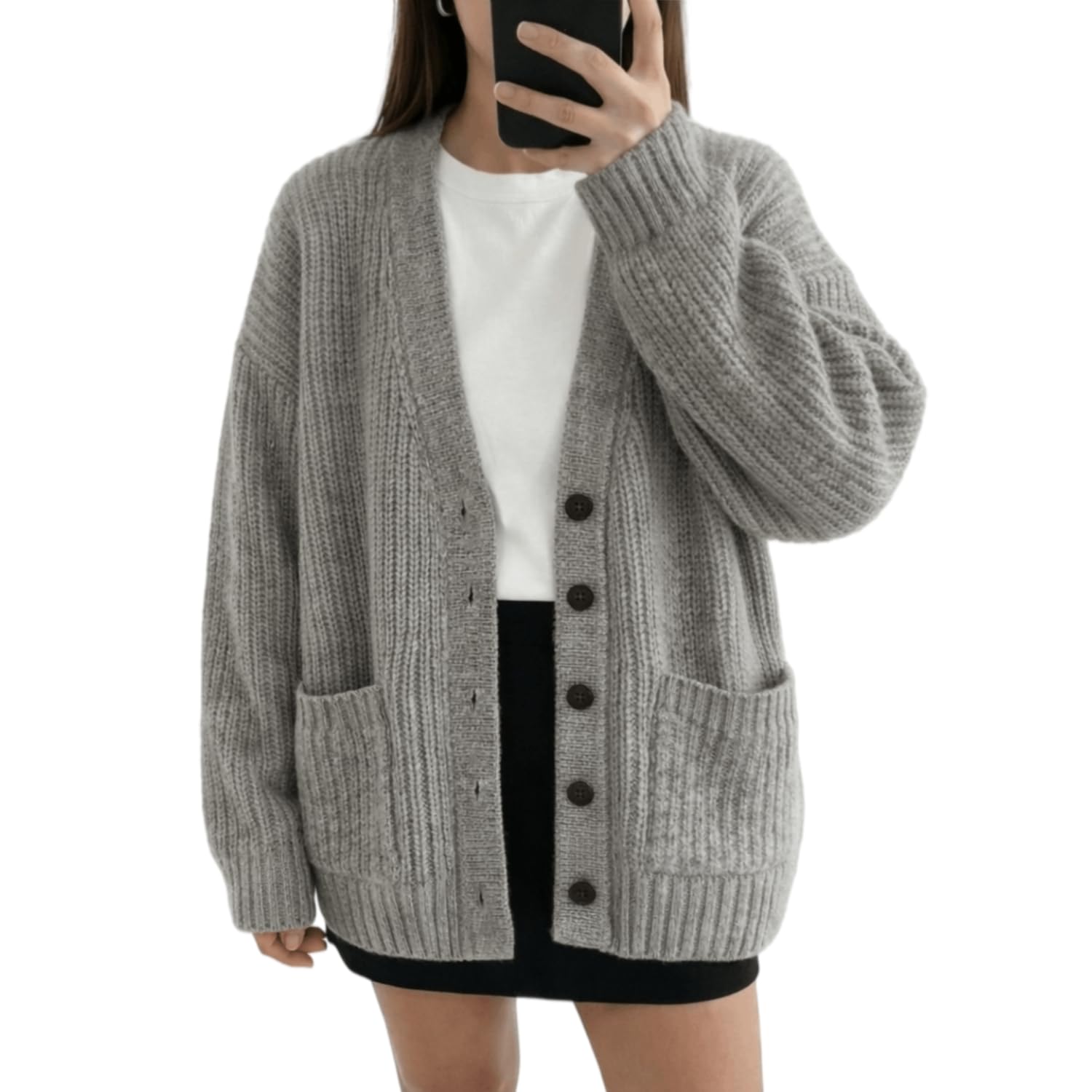 light dot Women's Winter Cardigan Sweater Chunky Long Sleeve Button Front Knit Coat Pocket-picture-29