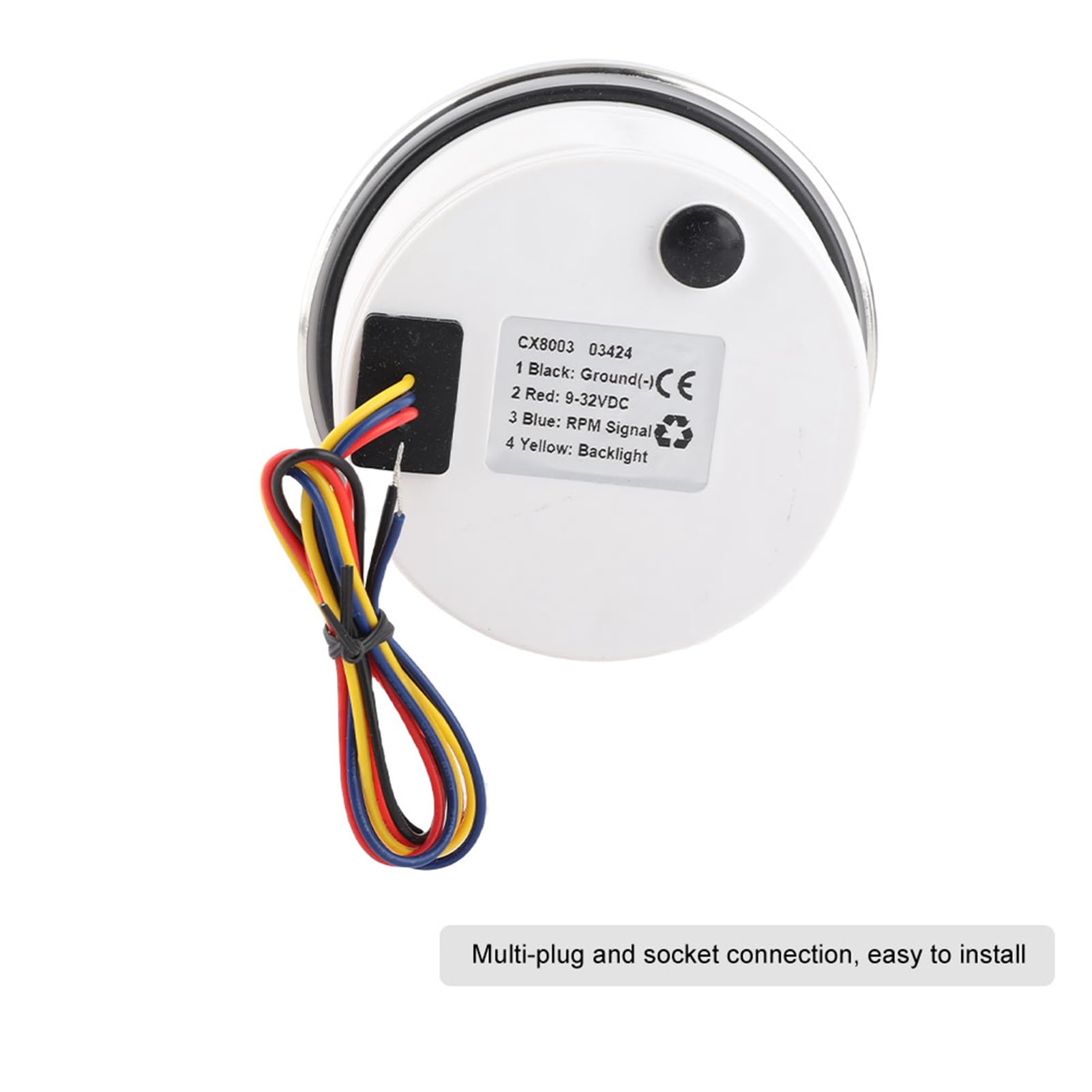 Tacómetro para barcos, medidor de tacómetro marino de 3,3 pulgadas, medidor de RPM, contador de horas LCD, contador de revoluciones, 12 V, 24 V, para salpicadero marino