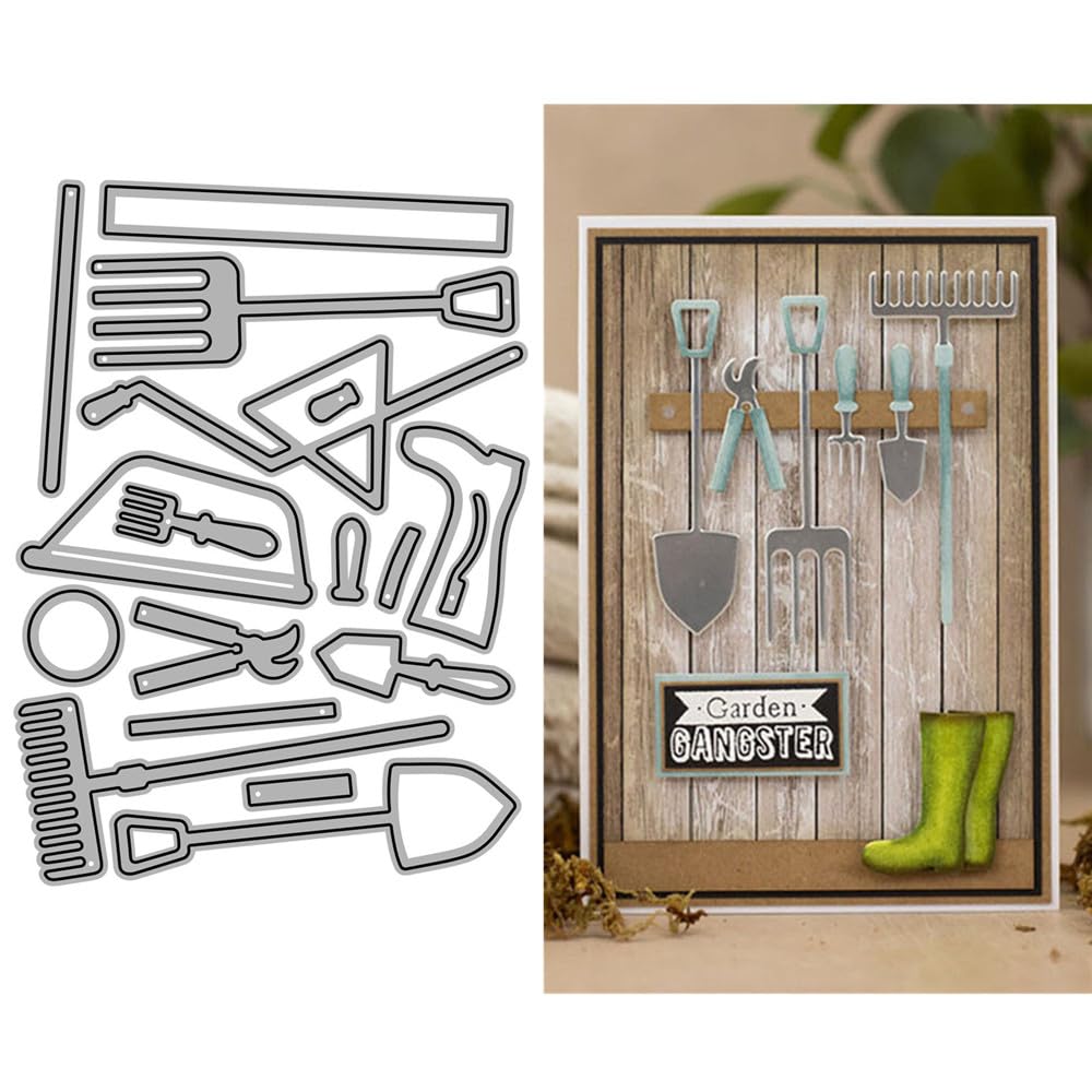 Household Goods Die Cuts for Card Making, Rakes Shovels Metal Cutting Dies for Paper Scrapbooking, DIY Stencils for Album Party Wedding Festivals Decoration — image 1