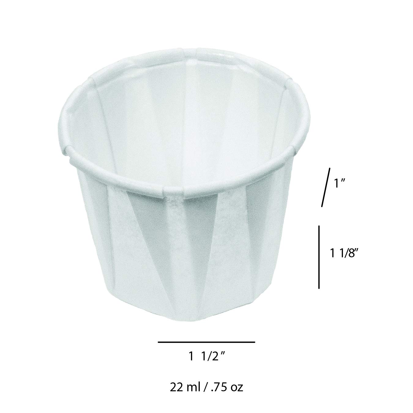 Genpak F075 Squat Paper Portion Cup, .75oz, White, Bag of 250 (Case of 20 Bags)