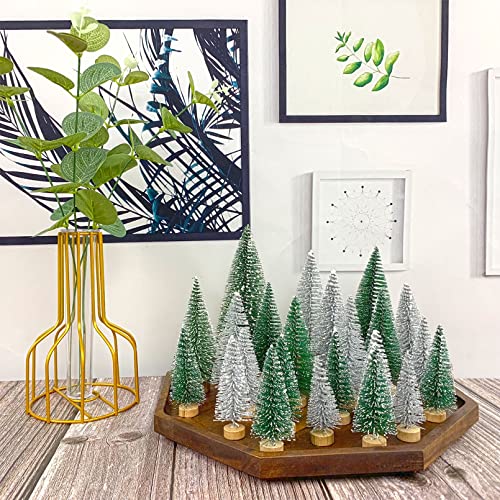 Mini Christmas Trees, Artificial Christmas Tree Bottle Brush Trees Sisal Snow Trees With Wooden Base For Christmas Decor Christmas Party Home Table Village Craft Decorations #TOP3