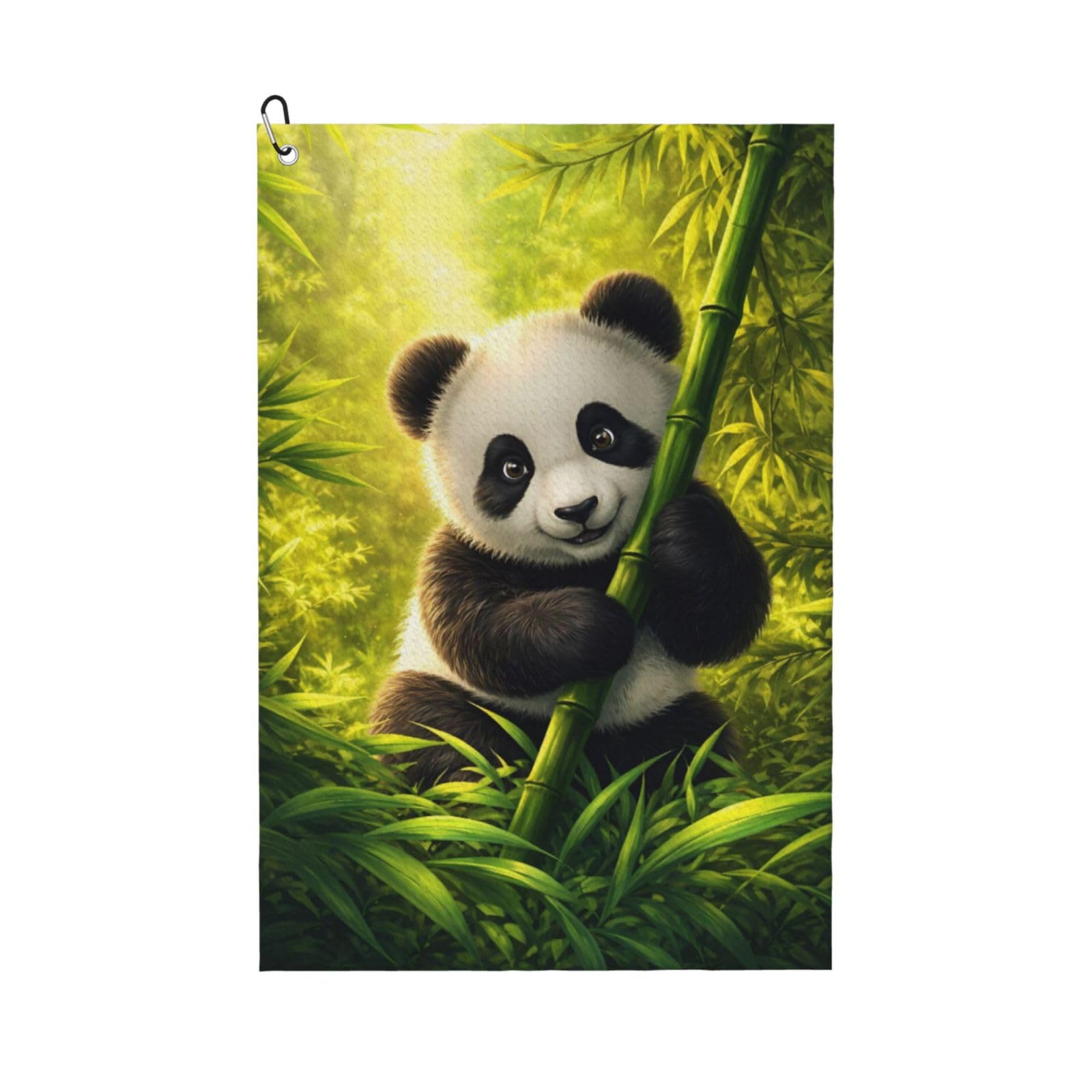 Oudrspo Lovely Panda Eat Bamboo Multi-Functional Golf Towel | Absorbent Quick Drying 16x24in