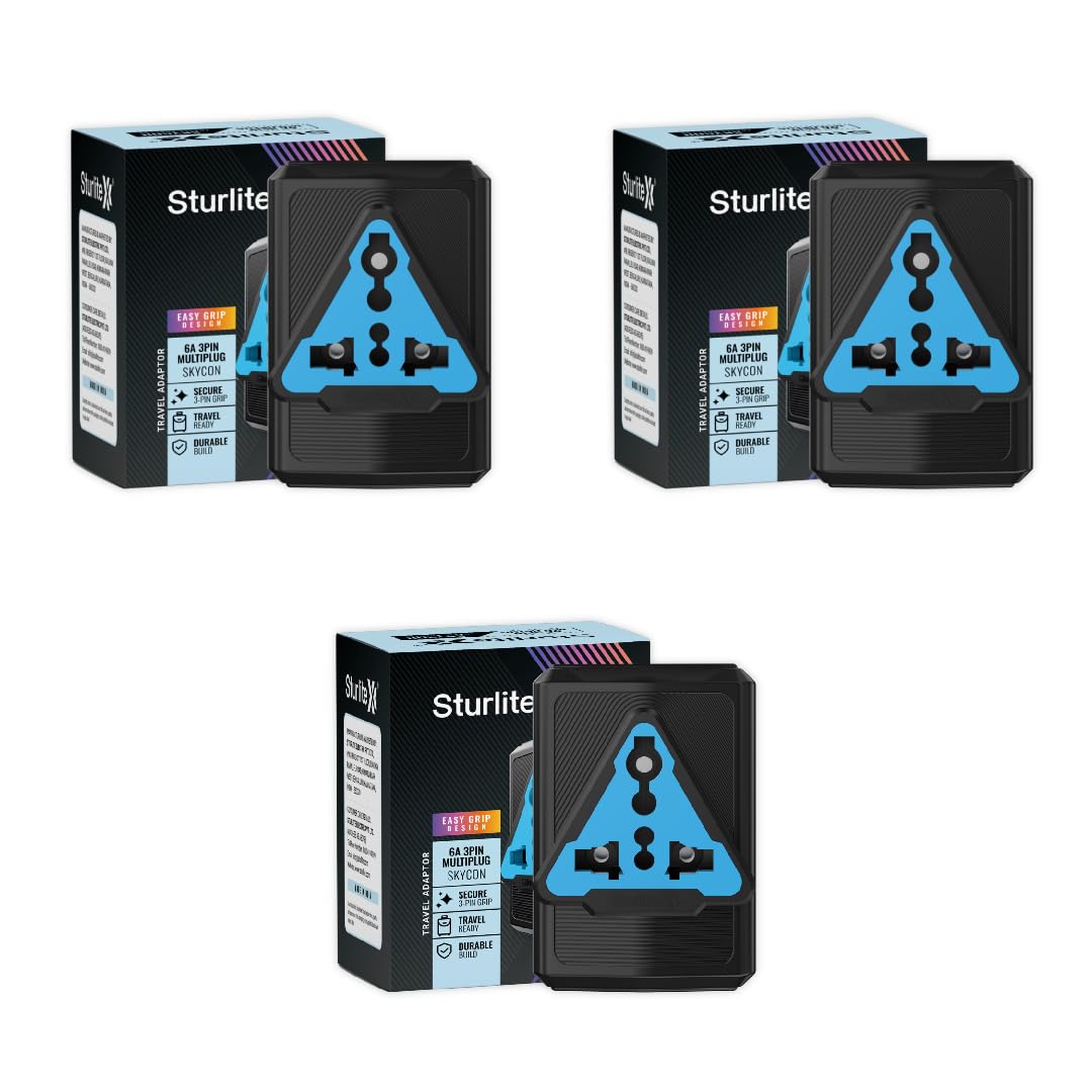 Sturlite SKYCON 6Amps 3 Pin Plug| Universal AC Travel Adapter| ABS Strong Body Socket - (Black, 3, Count)-picture-22