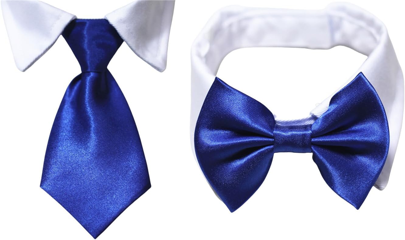 Corbata y Moño con Collar de Algodón para Perros Pequeños y Medianos