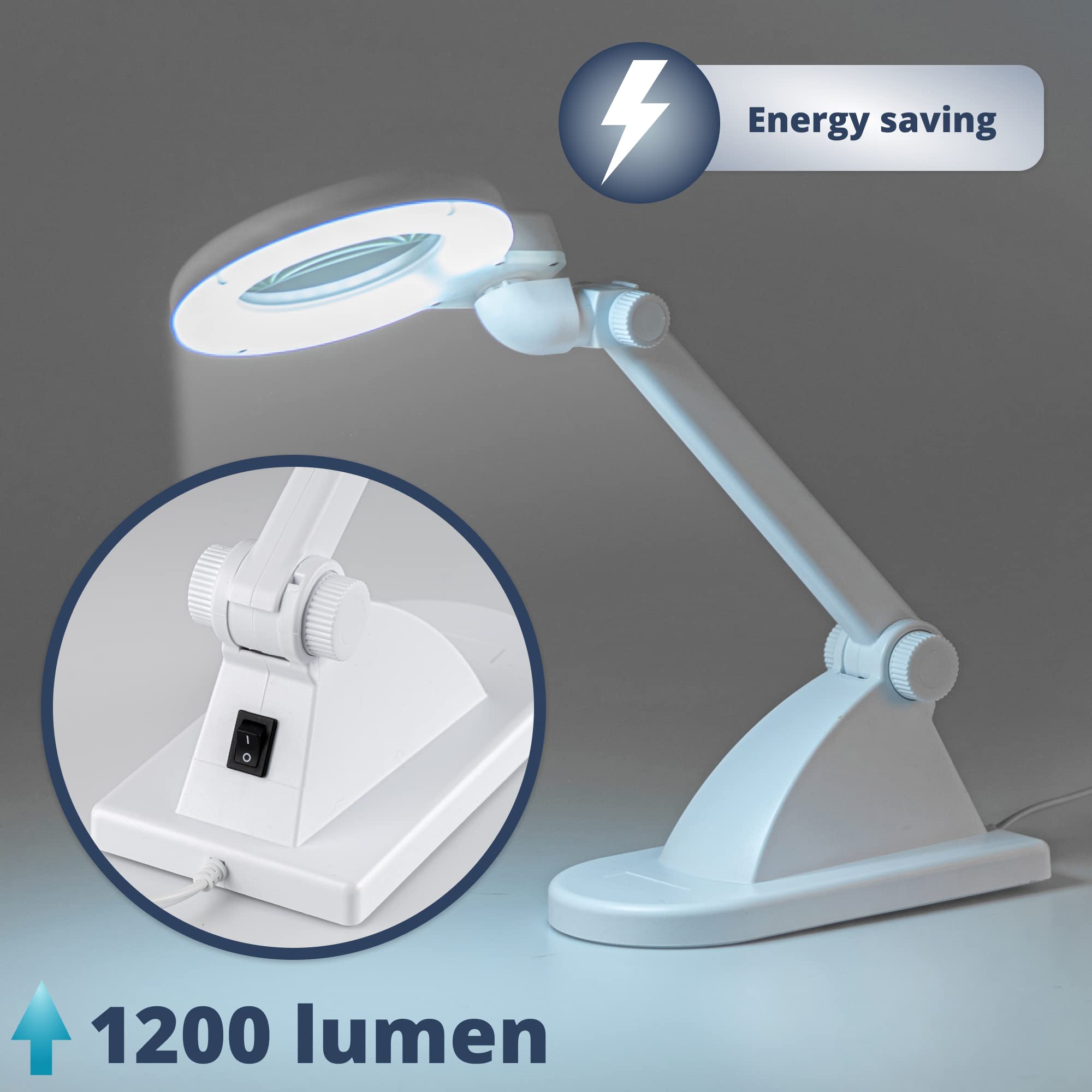 Lampe Loupe LED de Bureau 5 dioptries - esthétique modélisme Professionnel Broderie - entièrement Pliable - lentille 90 mm