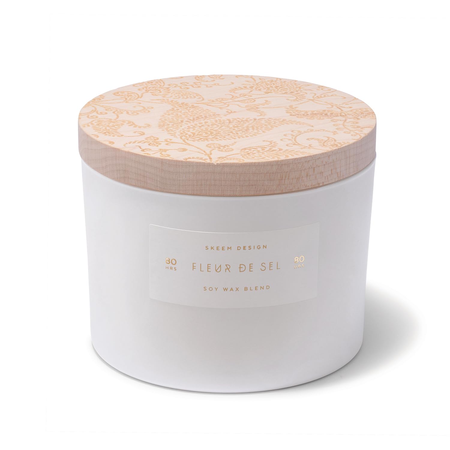 Skeem Print Block 3-Wick Candle - Fleur de Sel Scented Candle - Lavender, Lemon and Orange Oil Blend - Soy Wax, All Natural Oils - Aromatherapy Candle