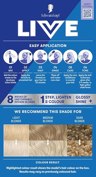 Schwarzkopf LIVE Intense Colour B11 Frosty Blonde, Long-lasting Permanent Blonde Hair Dye, For Lighter Hair, With Extra No-Brassiness Gloss - 2
