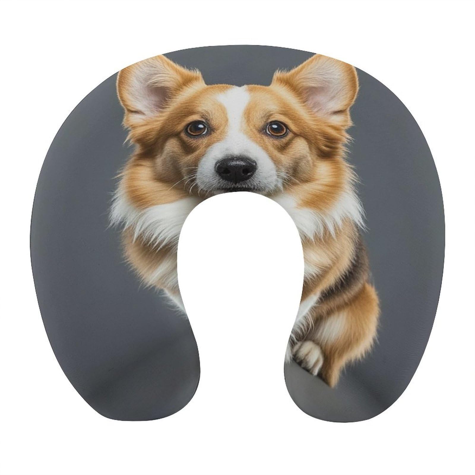 FekiLoot Corgi Dog on Dark Background Travel Pillow Comfortable U Shape Memory Foam Pillows Neck and Head Support Portable Travel Neck Pillow Suitable for Planes Trains Self-Driving Cars