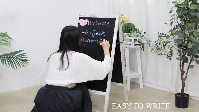 Free Standing A-Frame Chalkboard - Magnetic Wooden Menu Board, 40x20 Inches, Brown