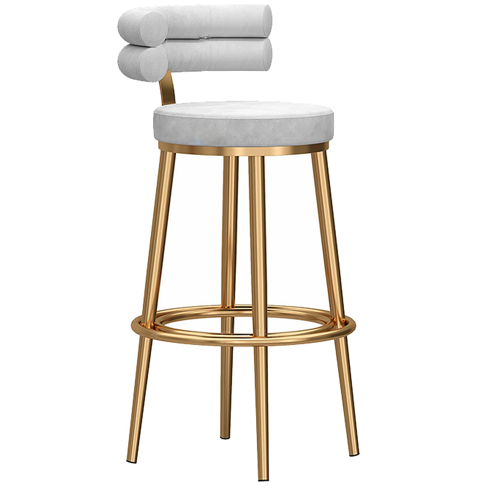 Bar, Colazione Imbottiti Velluto, Altezza del Sedile Pollici, Montaggio, sgabelli Alti per bancone Cucina in Sala da Pranzo, Rustico (grigio-1ps, 65 cm/26in)