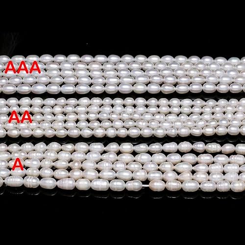 Miniatura 5 de Cuentas de perlas, perlas ovaladas naturales cultivadas de agua dulce, cuentas sueltas de 0.236-0.276 in, 14.2 pulgadas, nivel de calidad A (2