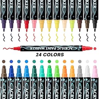 tianzhuo Acrylic Paint Pens Dual-tip Paint Pens for Rocks Painting Glass Stone Wood Ceramic Pebble Supplies, 26 Vibrant Colors Great for DIY Crafts Markers Marker Pen Set