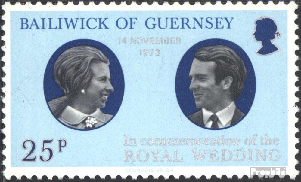 Prophila Collection United Kingdom - Guernsey 88 (Complete.issue.) Unmounted Mint / Never Hinged ** Mnh 1973 Princess Anne And Mark Phillips (Stamps For Collectors) British Royal Family (Diana, Charles, Elisabeth ..)