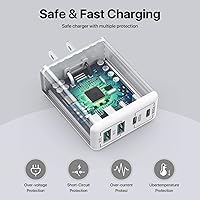 Vista 5 de SCCVEE Cargador de pared USB C, 40 W, 4 puertos USB C, bloque de carga rápida, doble puerto PD+QC, enchufe de pared multipuerto tipo C para iPhone