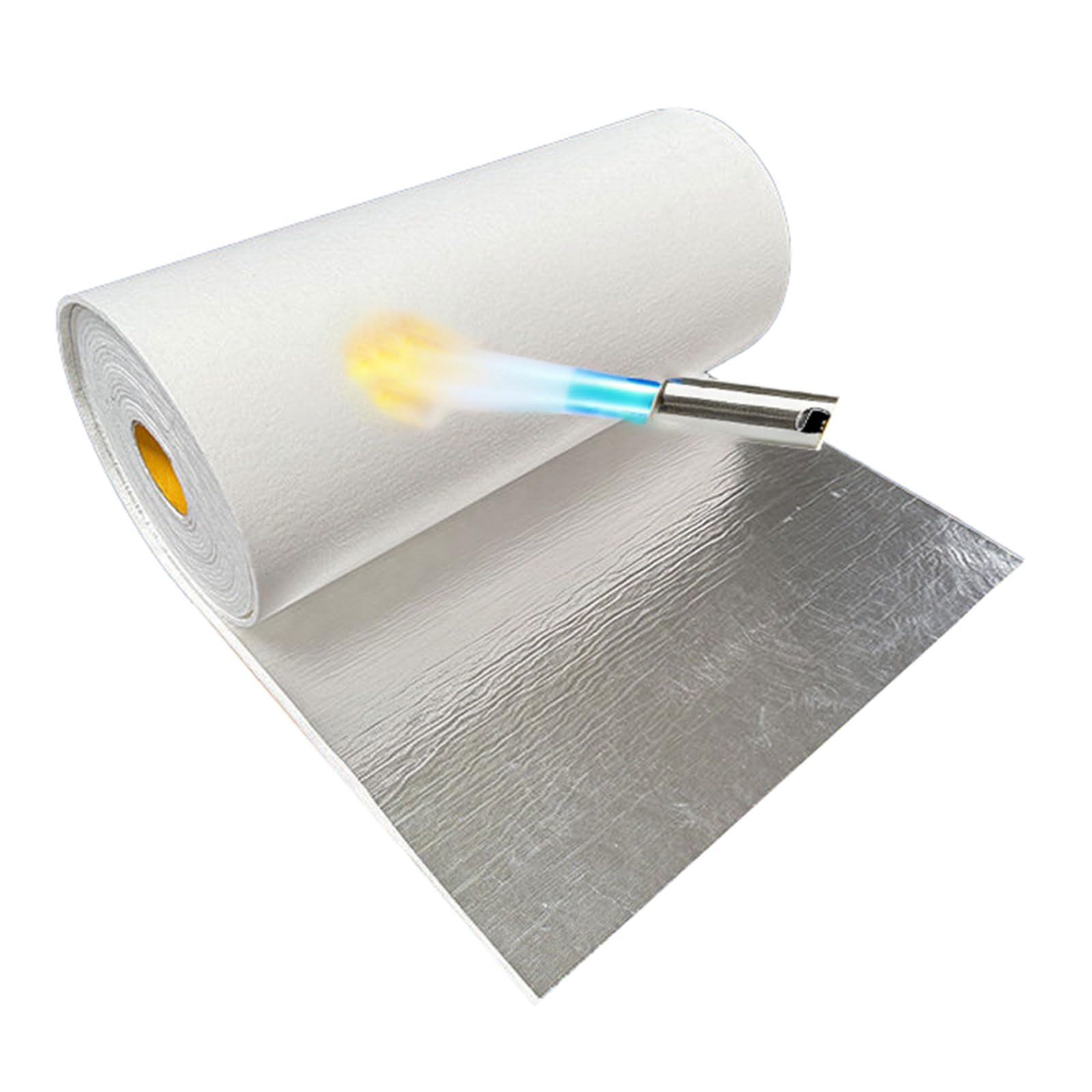 Keramikfaserpapier Mit Aluminiumfolie, 2300℉ Hochtemperatur-dichtungspapier, Selbstklebend, Dicke 3 Mm – 10 Mm, Flexibel Und Schneidbar Für Industri(Size:60cm×100cm×5mm,Color:Nicht klebende Rückseite)
