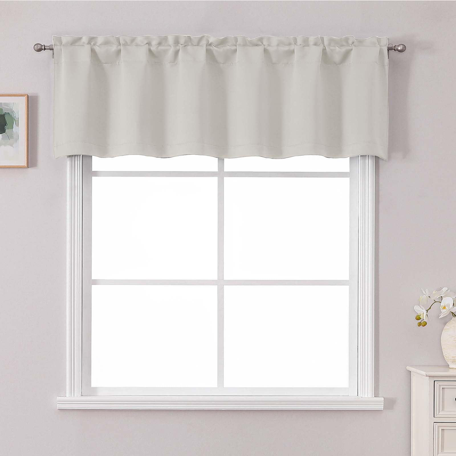 Chyhomenyc Natural Valance for Window, Blackout Small Kitchen Curtain for Bedroom/Living Room, Rod Pocket Privacy Short Window Treatment Valance RV