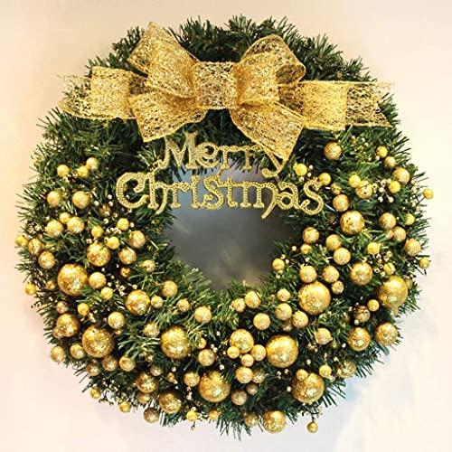Décorations de Porte de Noël avec Couronne Pré-Éclairée Festive