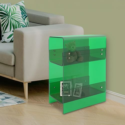 Miniatura 3 de Mesa auxiliar acrílica, mesa auxiliar delgada de 3 niveles para espacio pequeño, mesita de noche de pie, mesita de noche, mesa de consola para