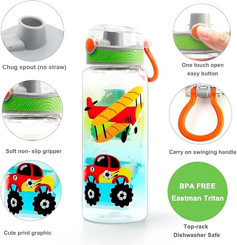 Miniatura 2 de Home Tune Botella de agua de 23 onzas para niños de la escuela, sin BPA, Tritan sin BPA, tapa superior abatible a prueba de fugas, fácil de limpiar,