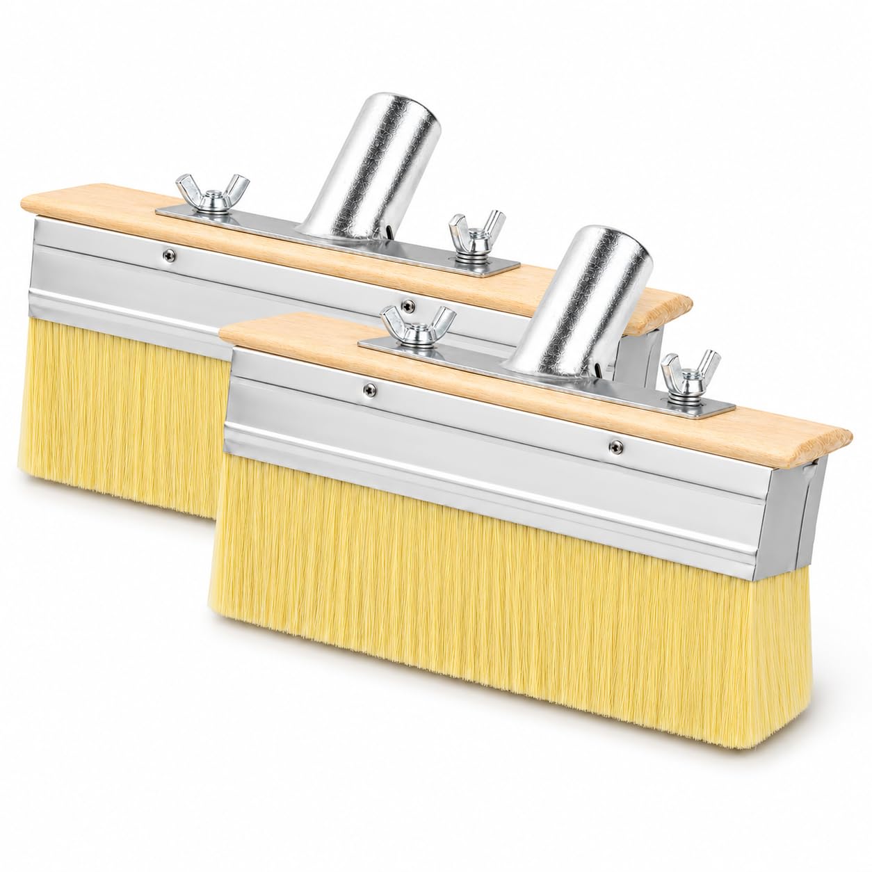 LSC 18cm Deck Stain Applicator Brush Replacement 2 Pack Decking Paint Brush Refills Thick Bristle Deck Stain Brush for Decking Oil Wood Stain Fence Paint & Deck Coating(Brush Heads)