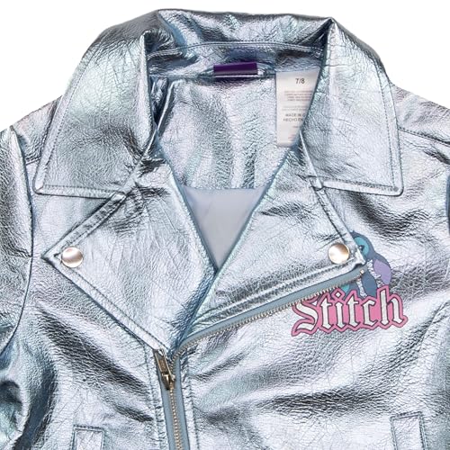 Disney Lilo & Stitch Rock and Roll Girl's Faux Leather Jacket - Zip-Up Moto Biker Jacket for Kids3