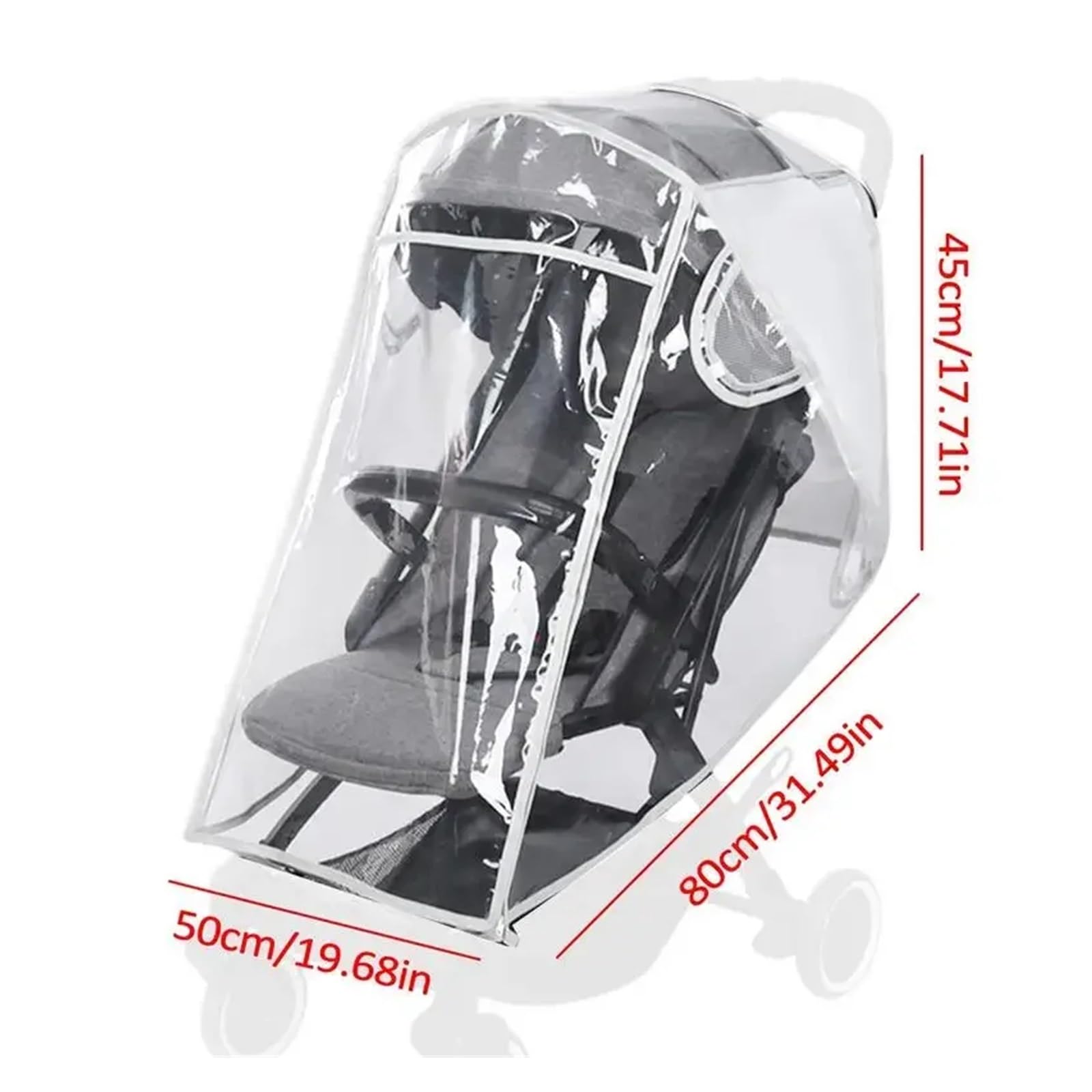Regenschutz Kinderwagen Universal Kinderwagen Regen Abdeckung Kinder Auto Sitz Wind Staub Schild Transparent Wasserdicht Atmungsaktiv Trolley Regenmantel Zubehör(Half Open)
